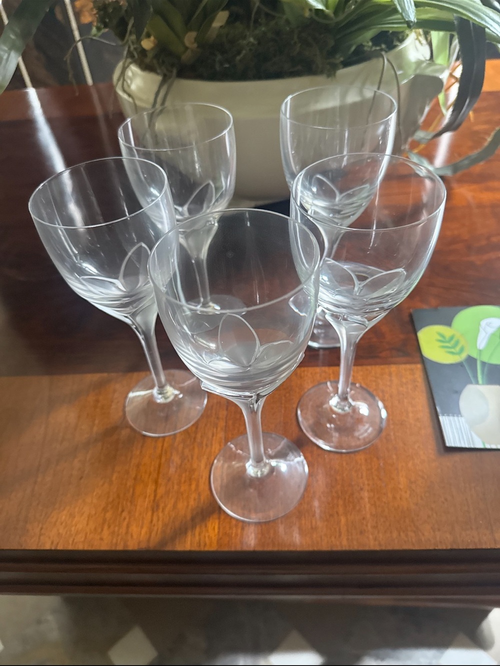 Rosenthal Clear Etched Stemmed Wine Glasses - Set of 5
